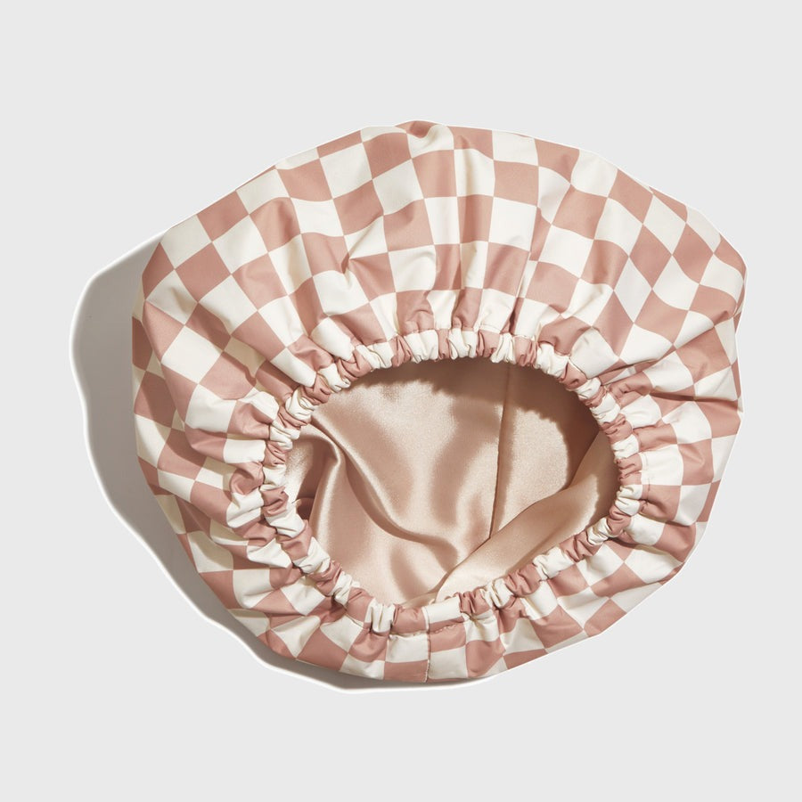 Satin-Lined Flexible Shower Cap – Waterproof, Frizz-Free, & Fashion-Forward