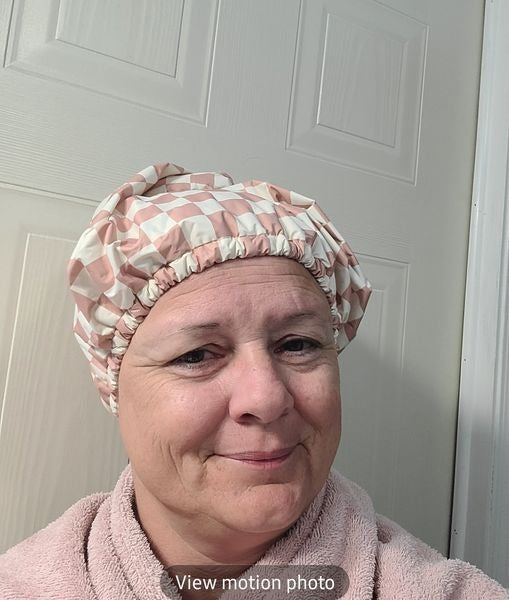 Satin-Lined Flexible Shower Cap – Waterproof, Frizz-Free, & Fashion-Forward