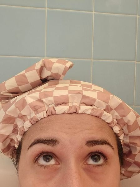 Satin-Lined Flexible Shower Cap – Waterproof, Frizz-Free, & Fashion-Forward