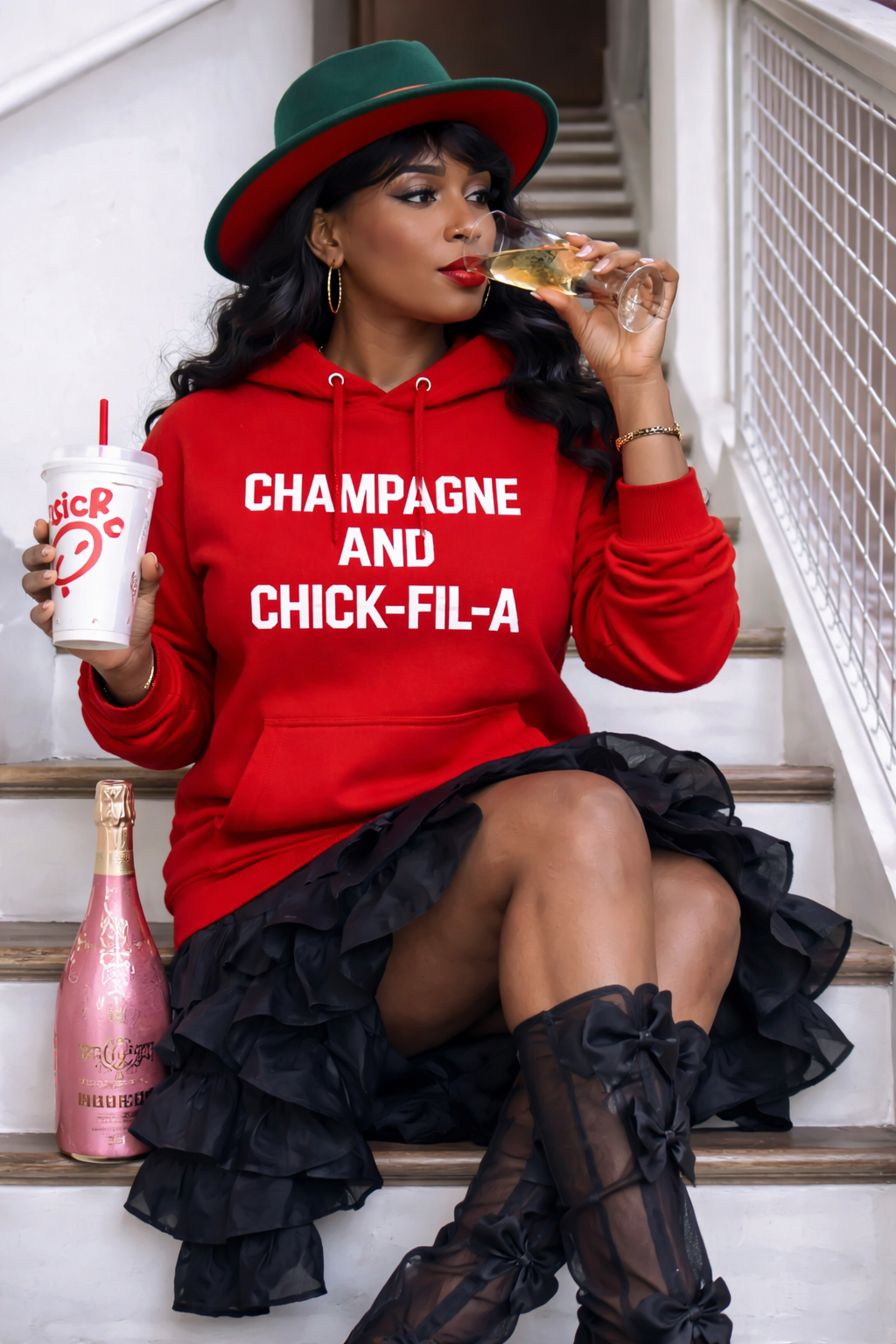 Champagne & Chick-Fil-A Hoodie