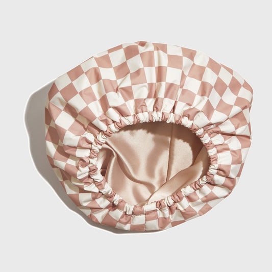 Satin-Lined Flexible Shower Cap – Waterproof, Frizz-Free, & Fashion-Forward